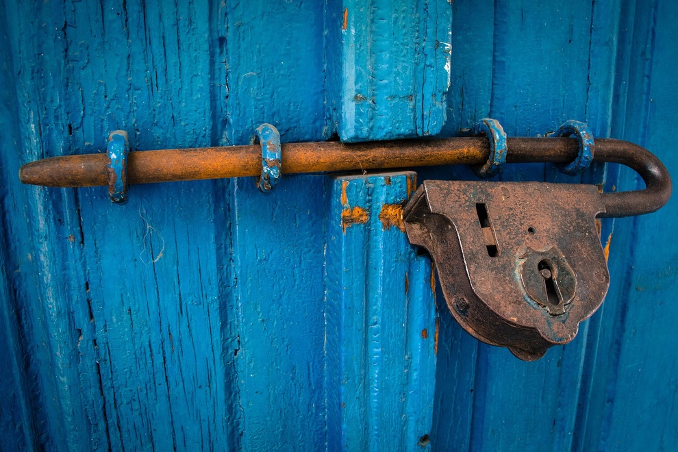 Blue door with old lock