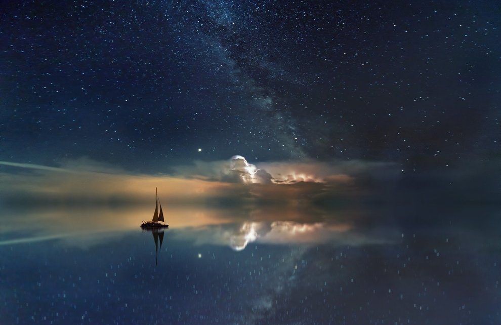 Boat in Starry Sky