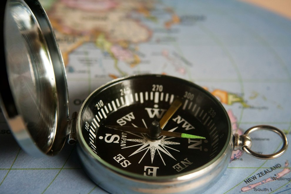 compass on map