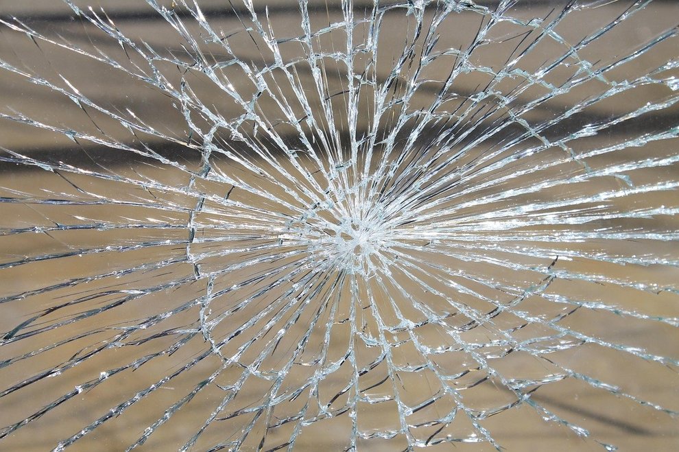 Broken glass window